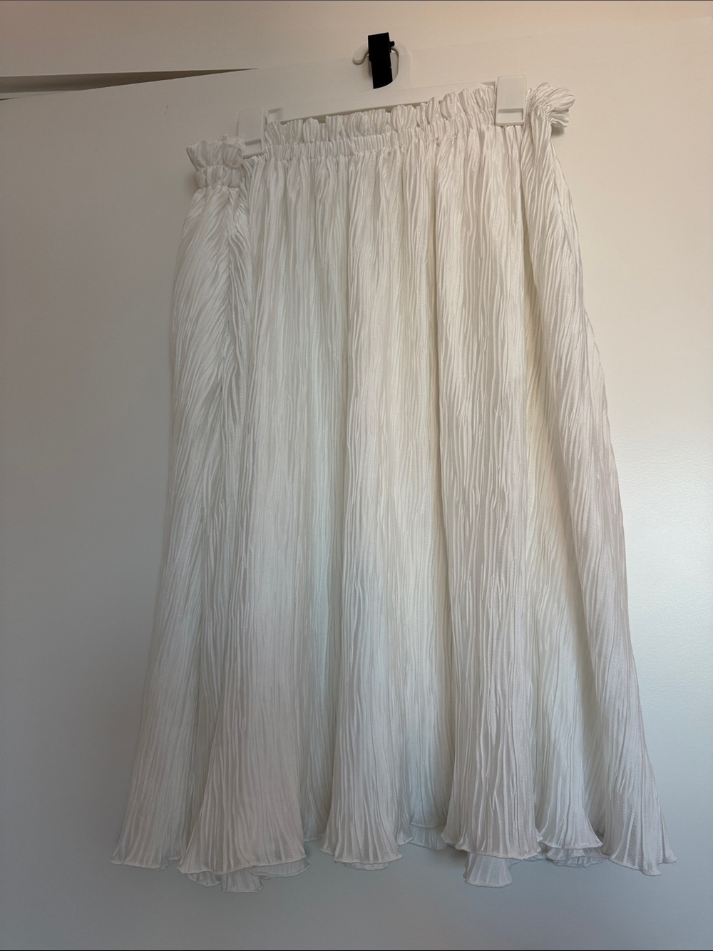 MOTHER White Pleated A-Line Midi Skirt